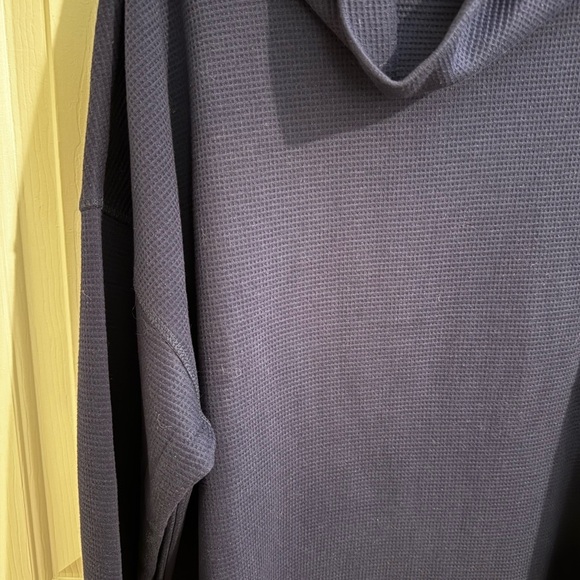 Lands' End New Women's Long Sleeve Waffle Funnel Neck Top Navy Plus 2X - Picture 3 of 11